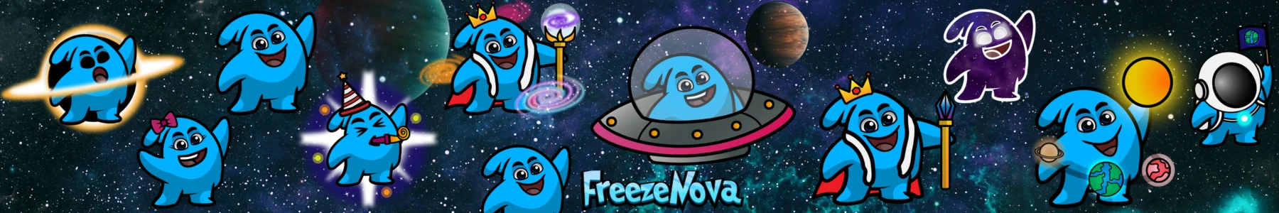 FreezeNova the Mascot with different skins